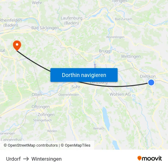 Urdorf to Wintersingen map