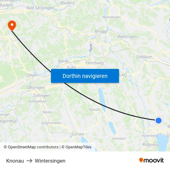 Knonau to Wintersingen map