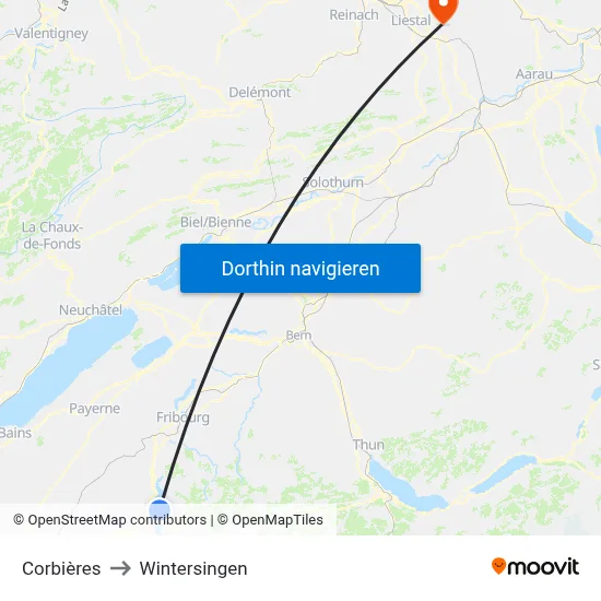 Corbières to Wintersingen map