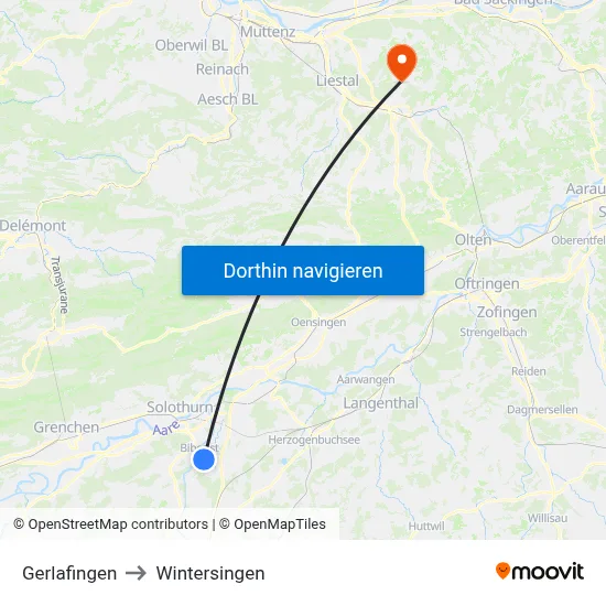 Gerlafingen to Wintersingen map