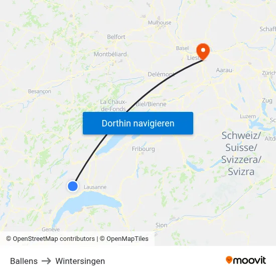 Ballens to Wintersingen map