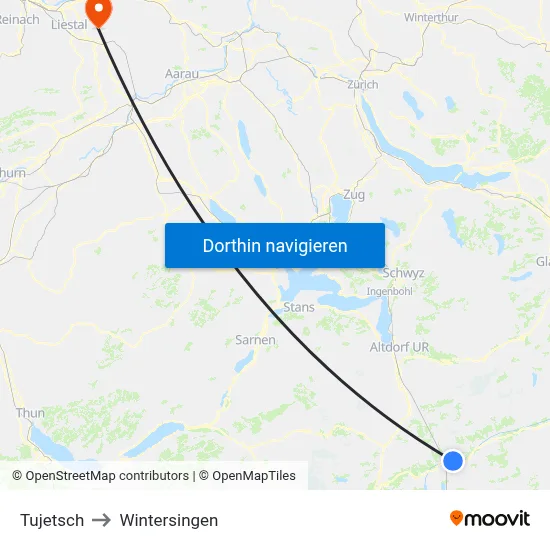 Tujetsch to Wintersingen map
