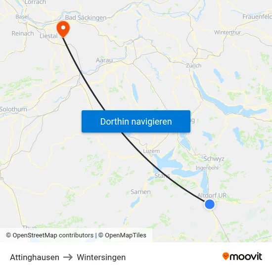 Attinghausen to Wintersingen map
