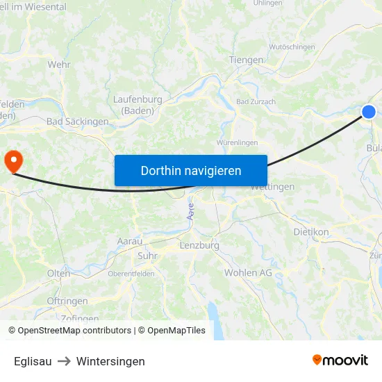 Eglisau to Wintersingen map