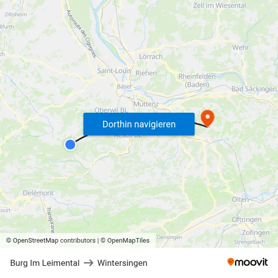 Burg Im Leimental to Wintersingen map
