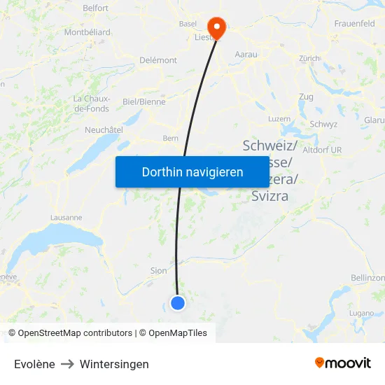 Evolène to Wintersingen map