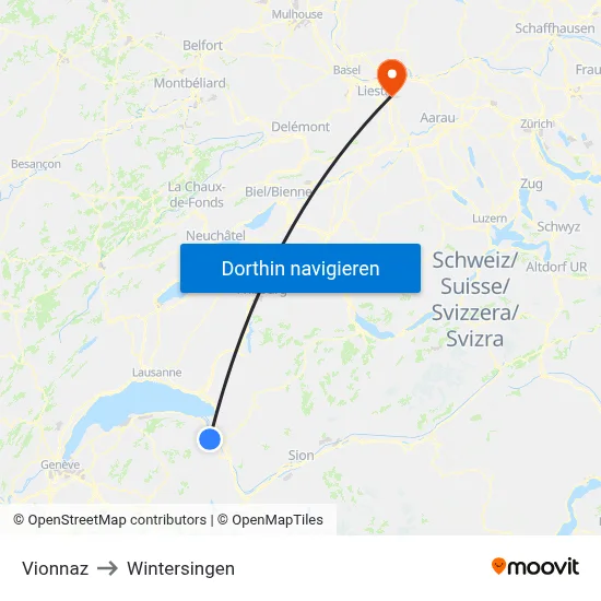 Vionnaz to Wintersingen map