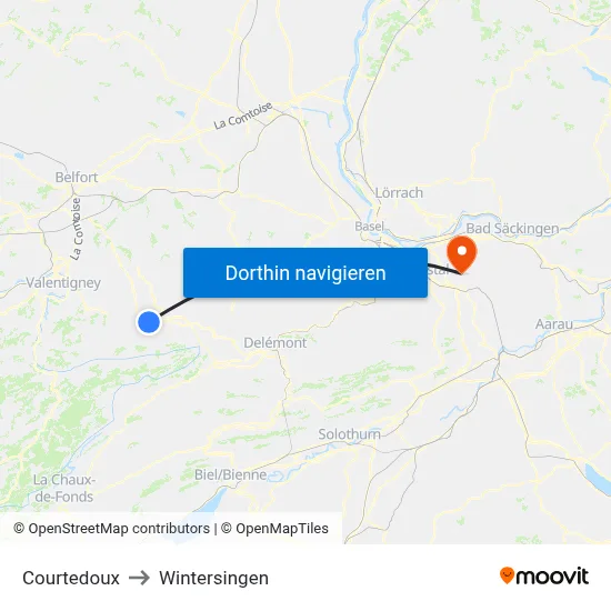 Courtedoux to Wintersingen map