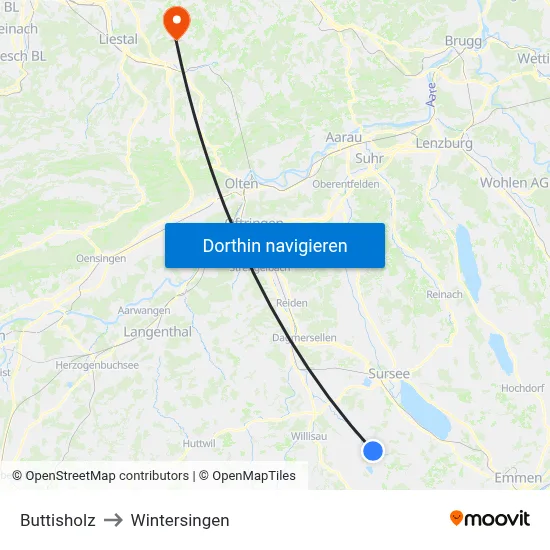 Buttisholz to Wintersingen map