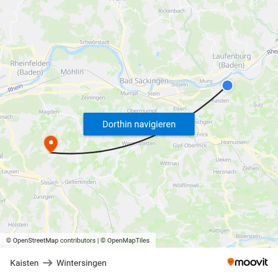 Kaisten to Wintersingen map