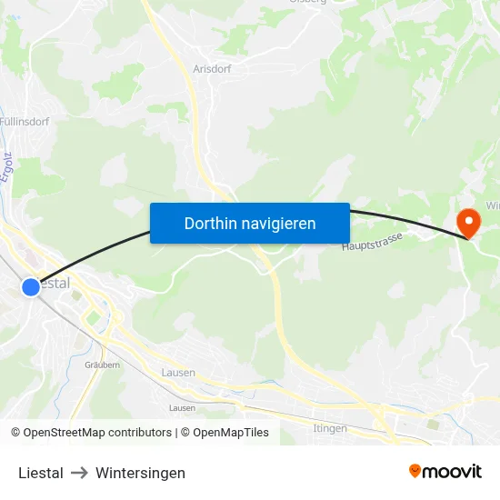 Liestal to Wintersingen map