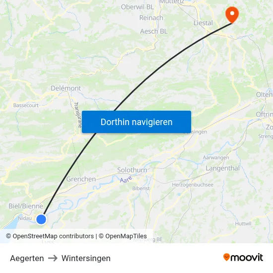 Aegerten to Wintersingen map