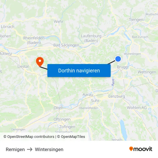 Remigen to Wintersingen map