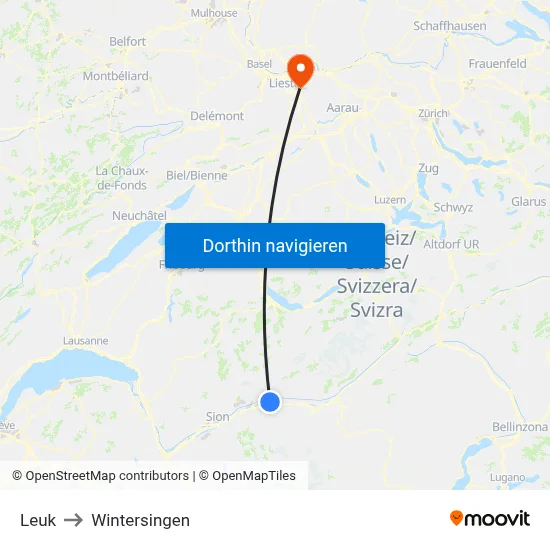 Leuk to Wintersingen map