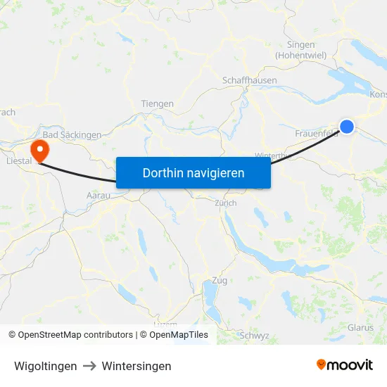 Wigoltingen to Wintersingen map