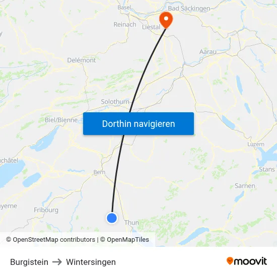 Burgistein to Wintersingen map