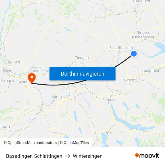 Basadingen-Schlattingen to Wintersingen map