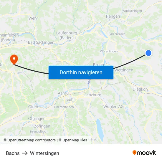 Bachs to Wintersingen map