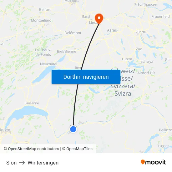 Sion to Wintersingen map