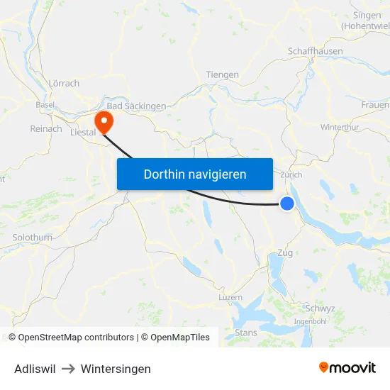 Adliswil to Wintersingen map