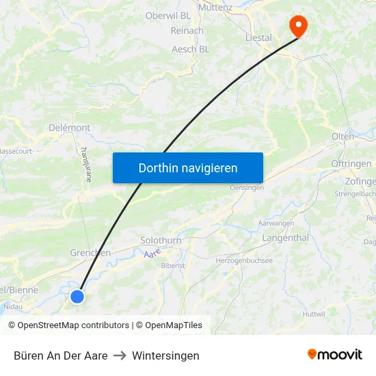 Büren An Der Aare to Wintersingen map