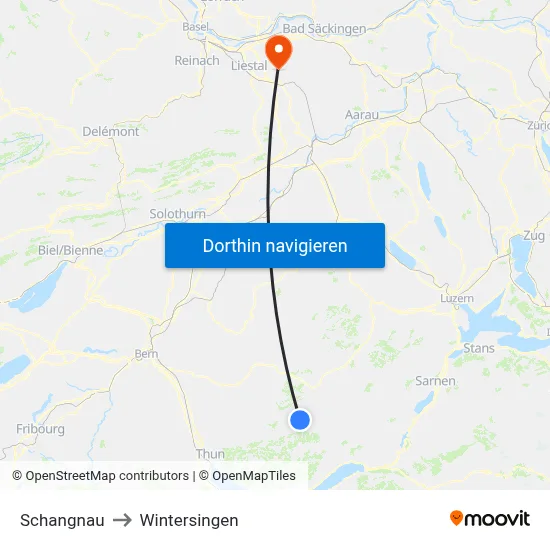 Schangnau to Wintersingen map