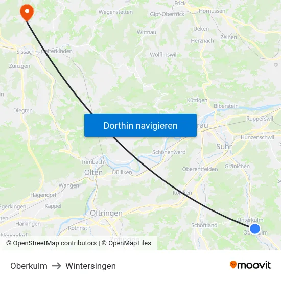 Oberkulm to Wintersingen map