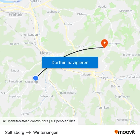 Seltisberg to Wintersingen map