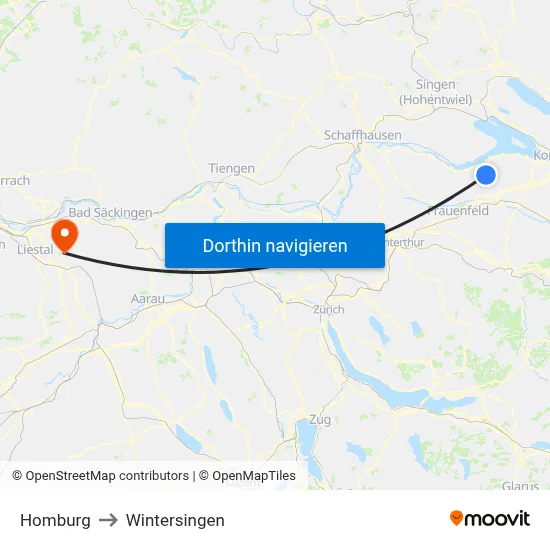 Homburg to Wintersingen map