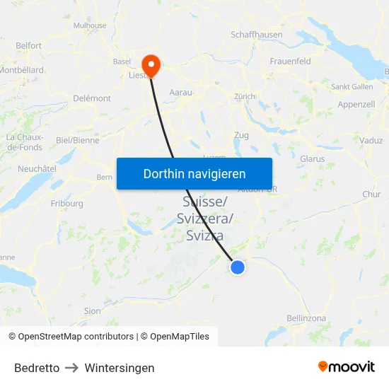 Bedretto to Wintersingen map
