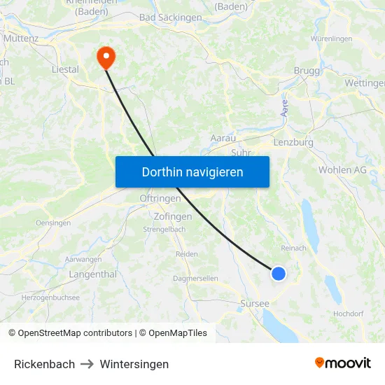 Rickenbach to Wintersingen map