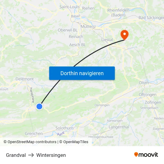 Grandval to Wintersingen map
