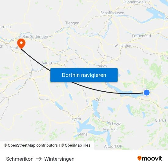 Schmerikon to Wintersingen map