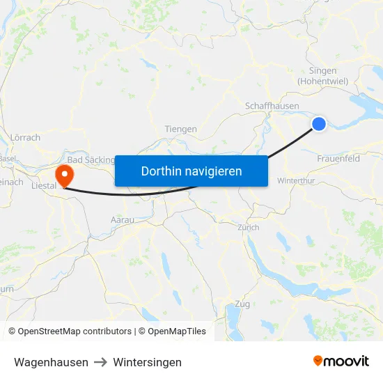 Wagenhausen to Wintersingen map