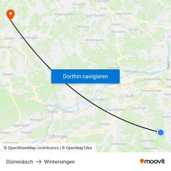 Dürrenäsch to Wintersingen map