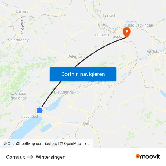 Cornaux to Wintersingen map