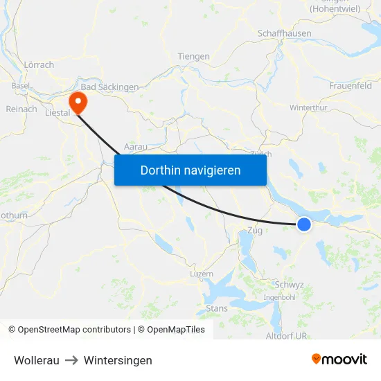 Wollerau to Wintersingen map