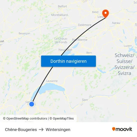 Chêne-Bougeries to Wintersingen map