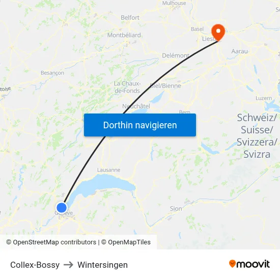 Collex-Bossy to Wintersingen map