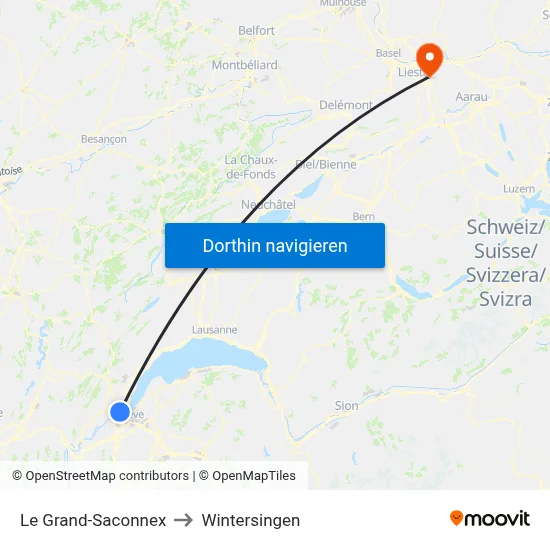 Le Grand-Saconnex to Wintersingen map