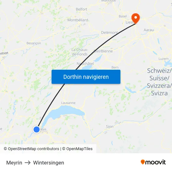 Meyrin to Wintersingen map