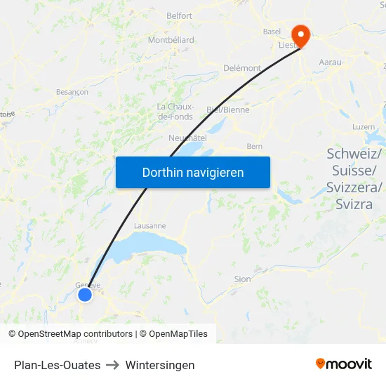 Plan-Les-Ouates to Wintersingen map