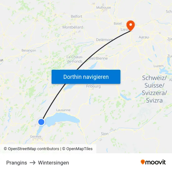 Prangins to Wintersingen map
