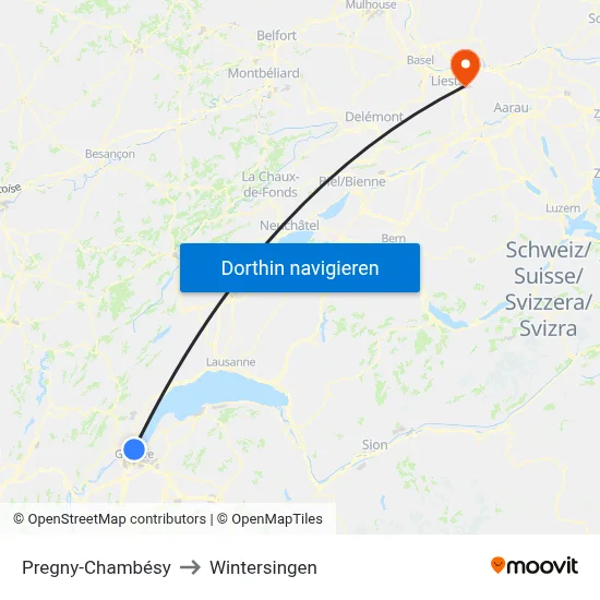 Pregny-Chambésy to Wintersingen map