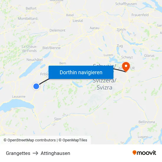 Grangettes to Attinghausen map