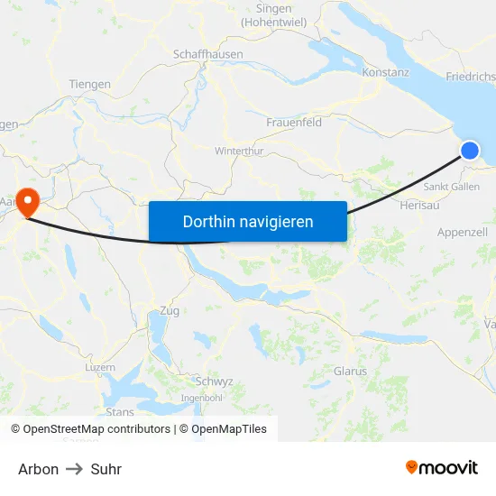 Arbon to Suhr map