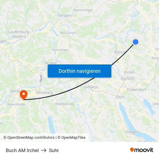 Buch AM Irchel to Suhr map