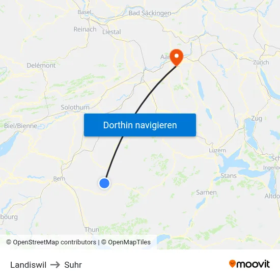Landiswil to Suhr map