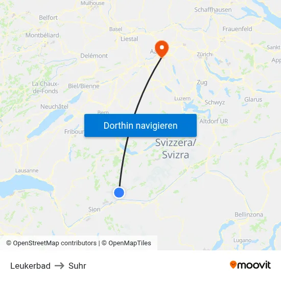 Leukerbad to Suhr map