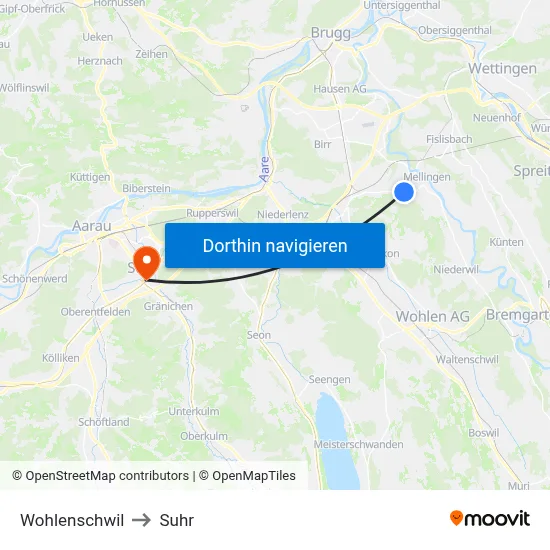 Wohlenschwil to Suhr map